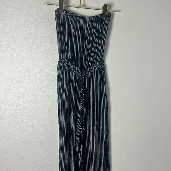 Abercrombie & Fitch Navy and White Strapless Pinstripe Jumpsuit - Picture 2 of 10